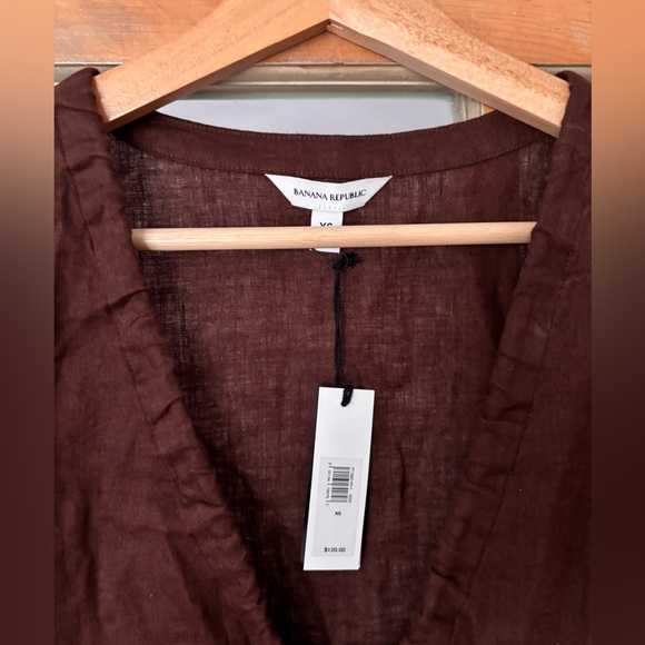 Linen Tie-Front Mini Dress Dress xs NWT Banana Republic - Picture 2 of 4